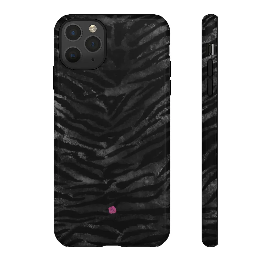 Grey Tiger Striped Phone Case, Animal Print Tiger Stripes iPhone Samsung Case-Made in USA