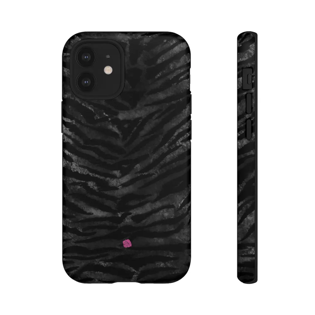 Grey Tiger Striped Phone Case, Animal Print Tiger Stripes iPhone Samsung Case-Made in USA