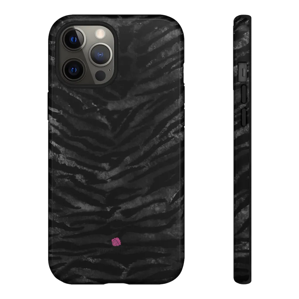 Grey Tiger Striped Phone Case, Animal Print Tiger Stripes iPhone Samsung Case-Made in USA