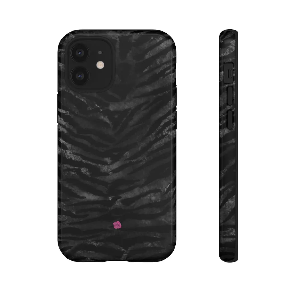 Grey Tiger Striped Phone Case, Animal Print Tiger Stripes iPhone Samsung Case-Made in USA