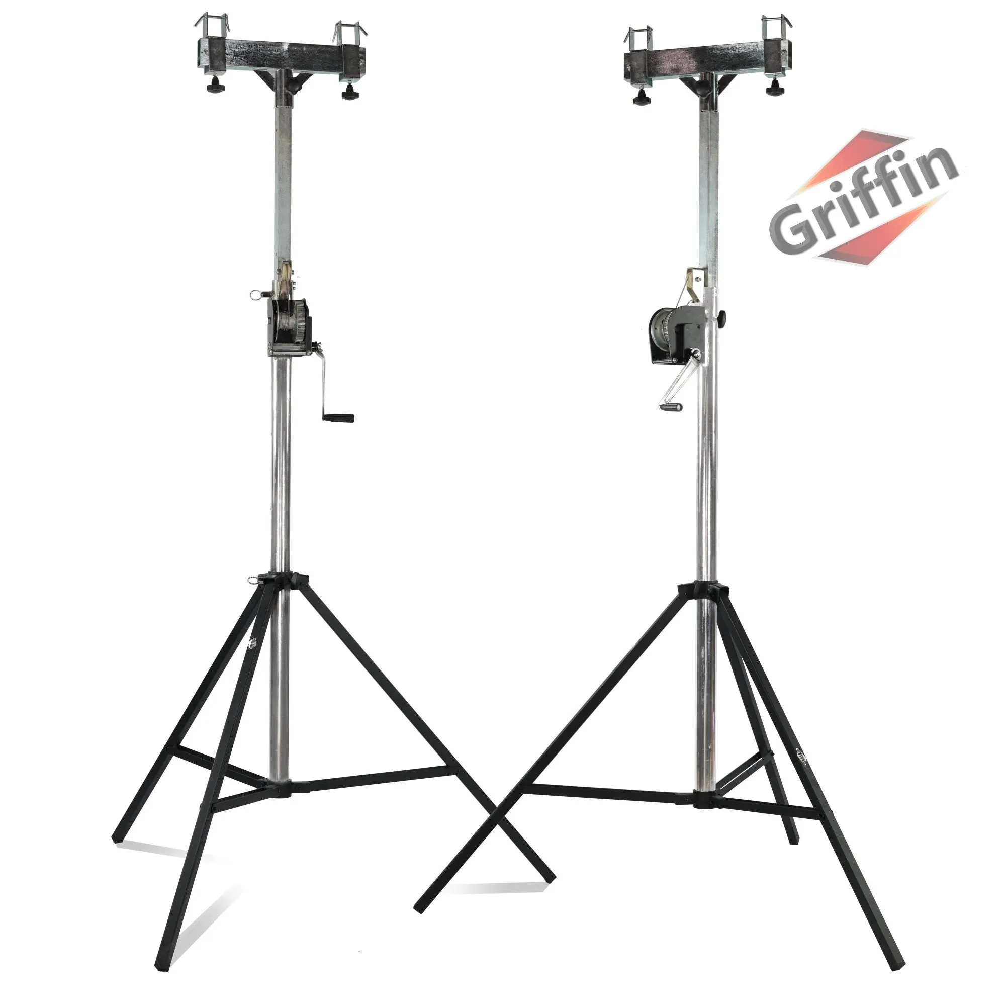 GRIFFIN Crank Lighting Truss Stands - T Adapter Bar & DJ Booth Trussing System for Light Cans & Speakers - Pro-Audio Stage Platform Hardware Package