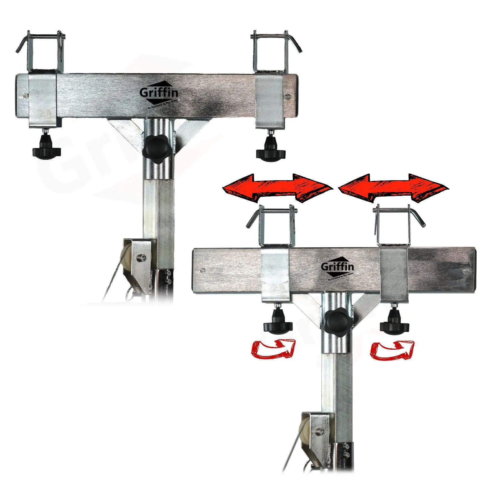 GRIFFIN Crank Lighting Truss Stands - T Adapter Bar & DJ Booth Trussing System for Light Cans & Speakers - Pro-Audio Stage Platform Hardware Package