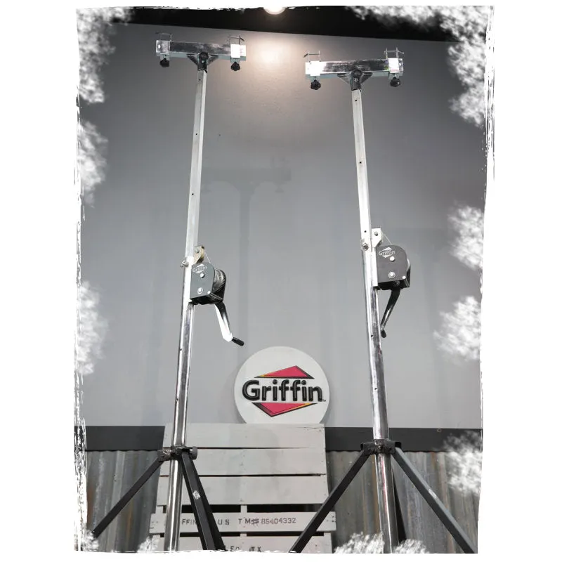 GRIFFIN Crank Lighting Truss Stands - T Adapter Bar & DJ Booth Trussing System for Light Cans & Speakers - Pro-Audio Stage Platform Hardware Package