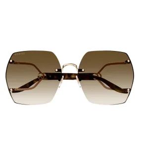 Gucci Women's Black Hexagonal Sunglasses