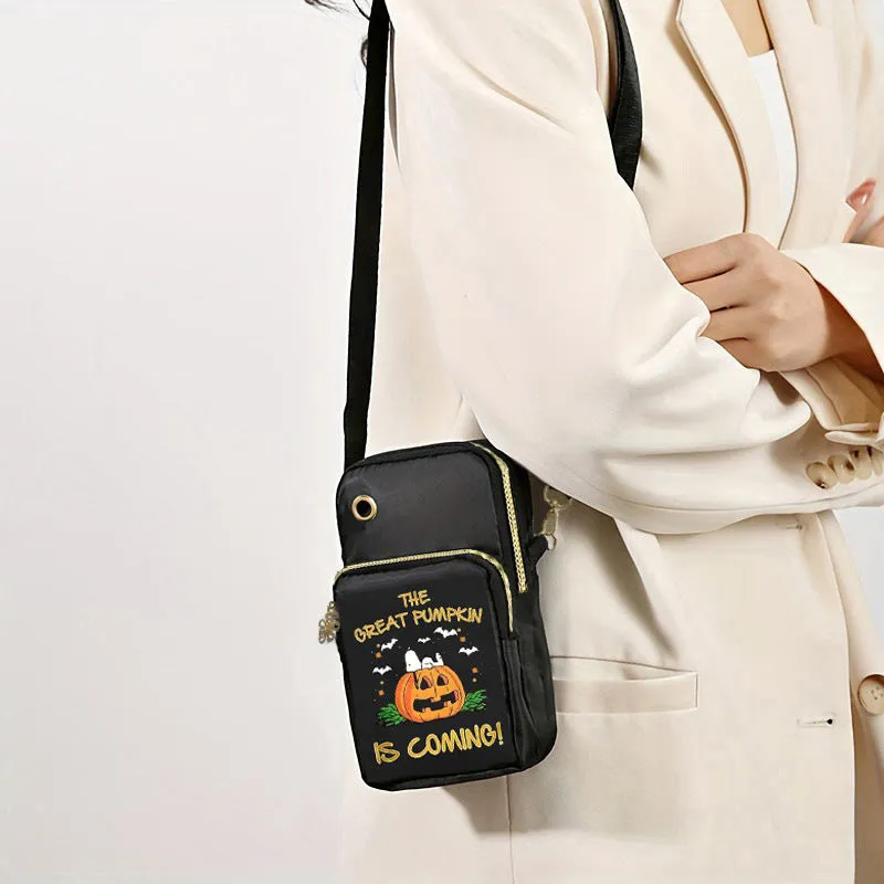 Halloween Pumpkin Pattern Mini Crossbody Bag - Cute Phone Bag & Coin Wallet for Kids and Women, Perfect Festive Shoulder Bag