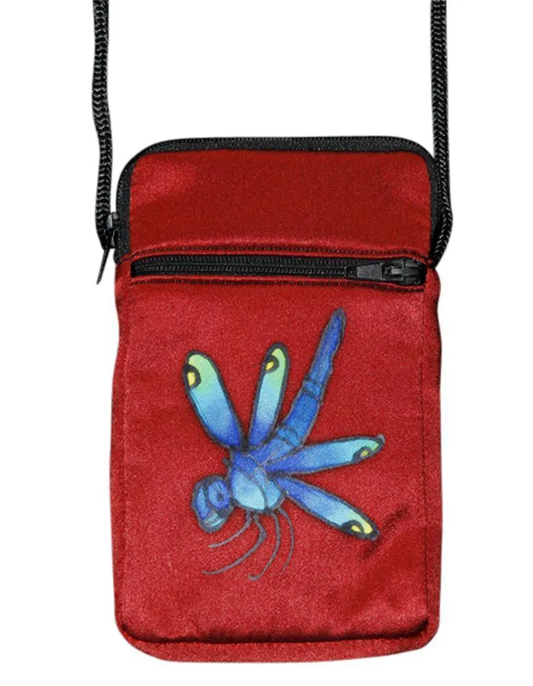 Hand-Painted Silk Cell Phone Mini-Purse - Dragonfly