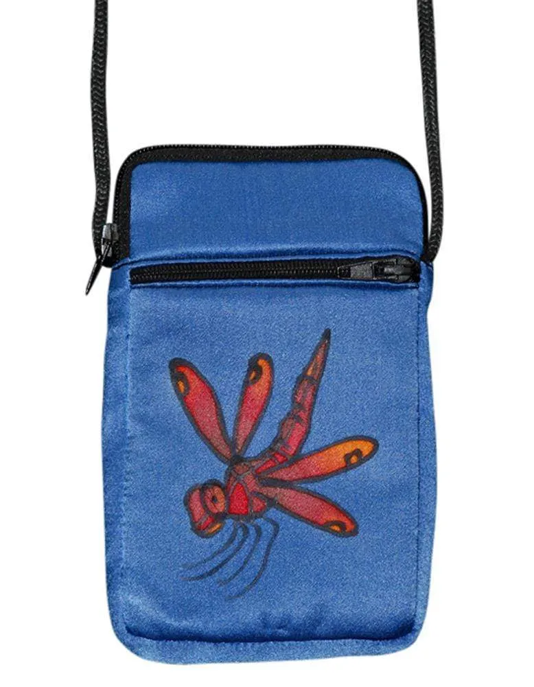 Hand-Painted Silk Cell Phone Mini-Purse - Dragonfly