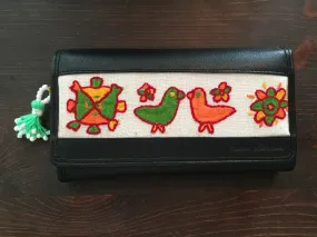 Handmade Leather Wallet with Hand Embroidery - Large