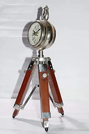 Handmade The Bright Decor 5 inch Wooden Table Clock with Adjustable Tripod Stand Heavy Quality