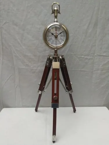 Handmade The Bright Decor 5 inch Wooden Table Clock with Adjustable Tripod Stand Heavy Quality