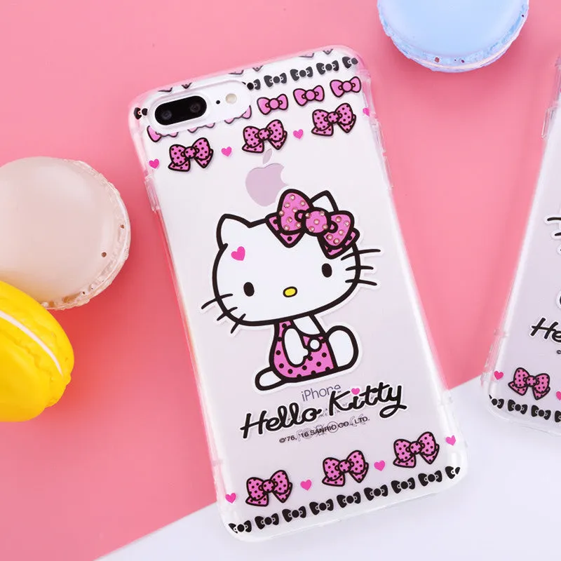 Hello Kitty Cincher Slim Waist Diamonds Transparent TPU Cover Case for Apple iPhone