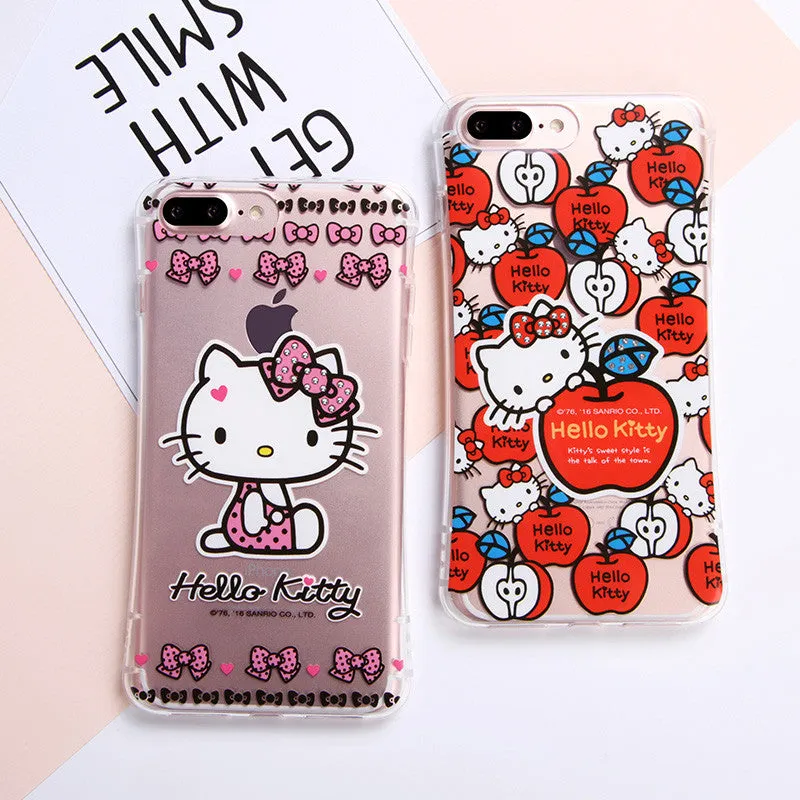 Hello Kitty Cincher Slim Waist Diamonds Transparent TPU Cover Case for Apple iPhone