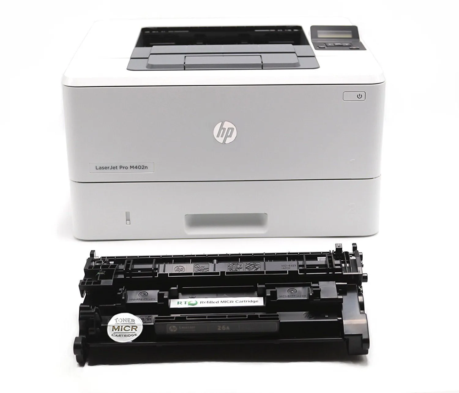 HP M402n Renewed LaserJet Pro Check Printer with 1 RT 26A MICR Cartridge