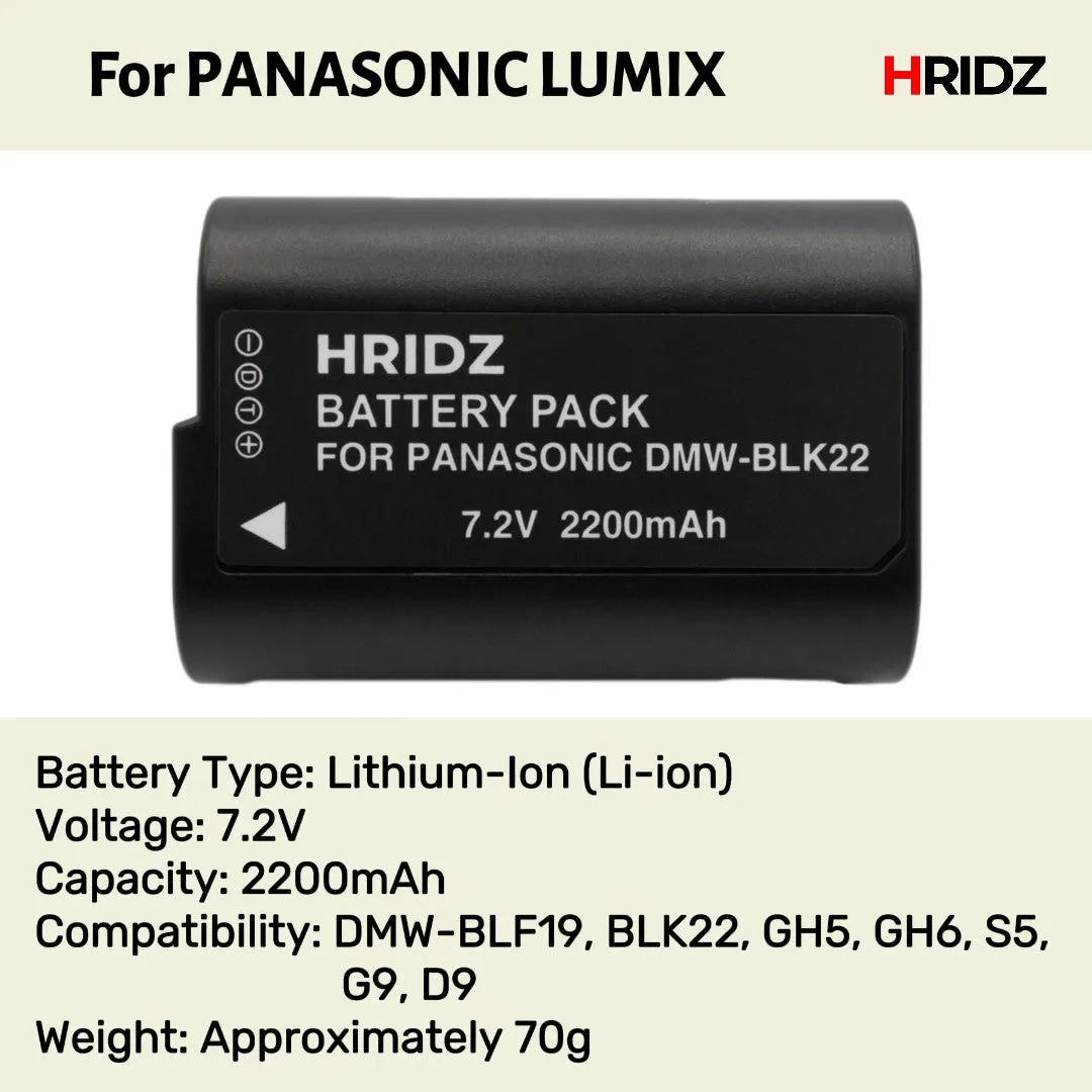 Hridz BLK22 Battery for Panasonic DMW-BLK22 and Panasonic Lumix