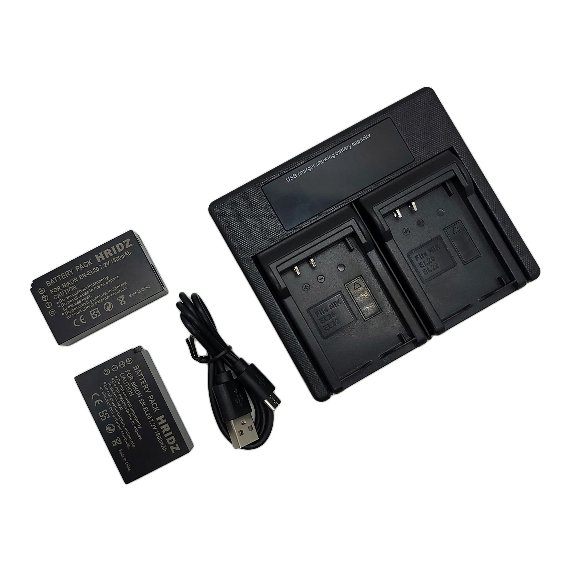 Hridz EN-EL20 Batteries & Dual USB Charger Combo for Nikon EN-EL20 EN-EL22 EL20A