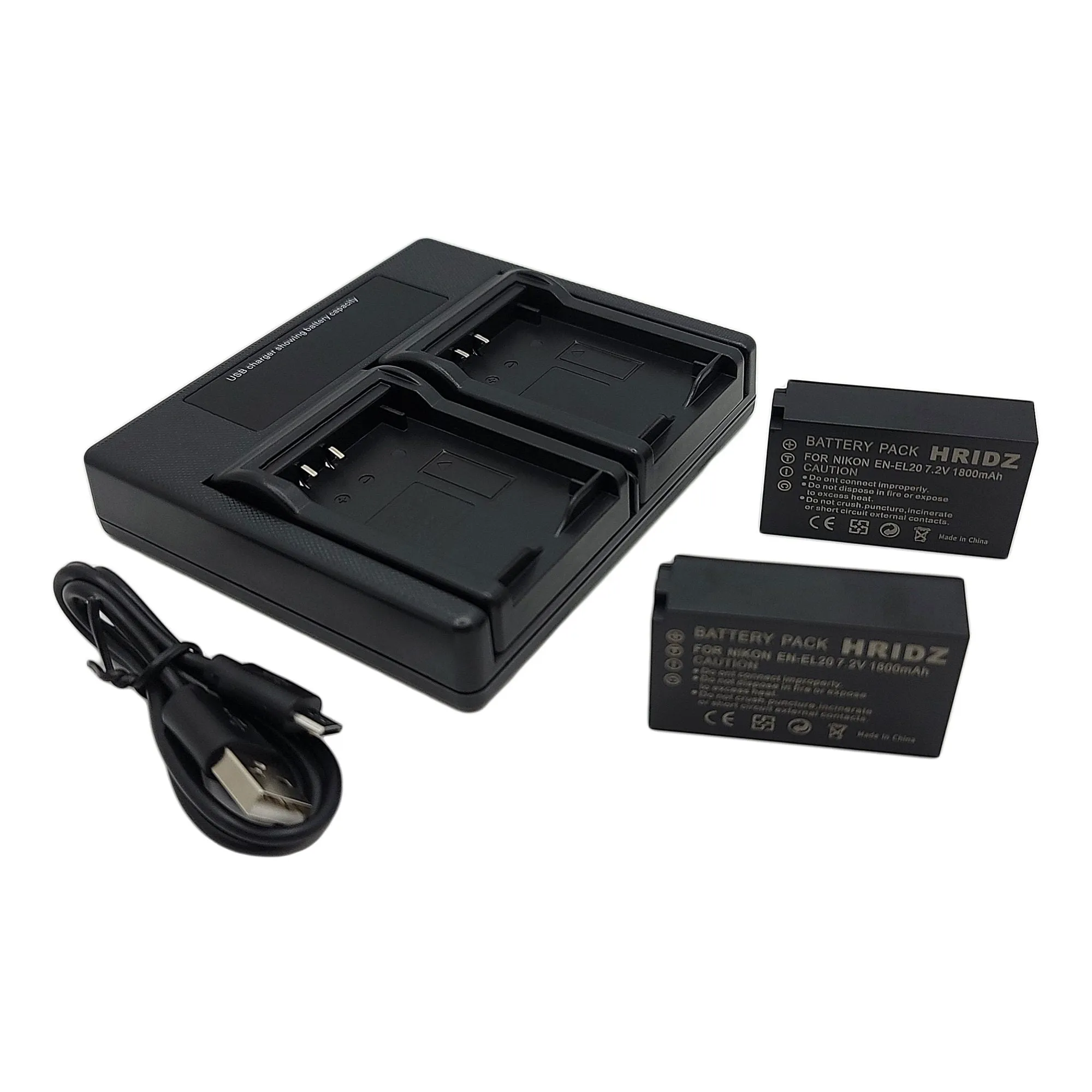 Hridz EN-EL20 Batteries & Dual USB Charger Combo for Nikon EN-EL20 EN-EL22 EL20A