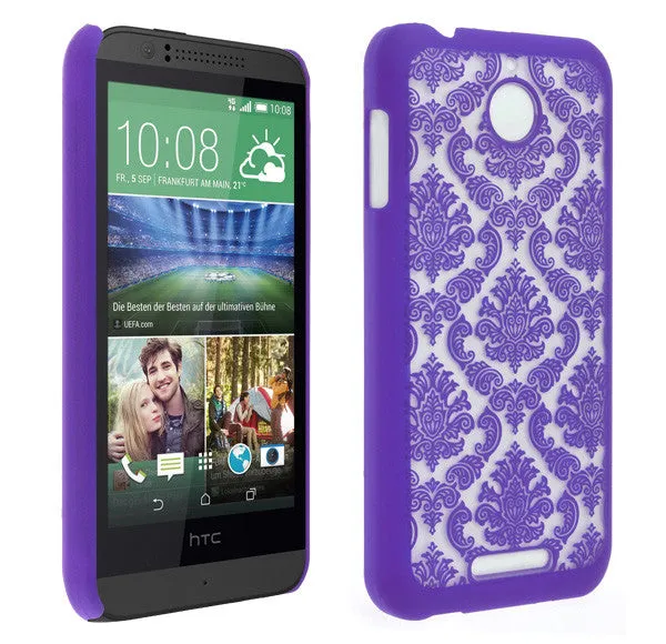 HTC Desire 510 Case, Ultra Slim Damask Vintage Hard Case Cover - Purple