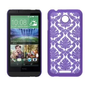 HTC Desire 510 Case, Ultra Slim Damask Vintage Hard Case Cover - Purple