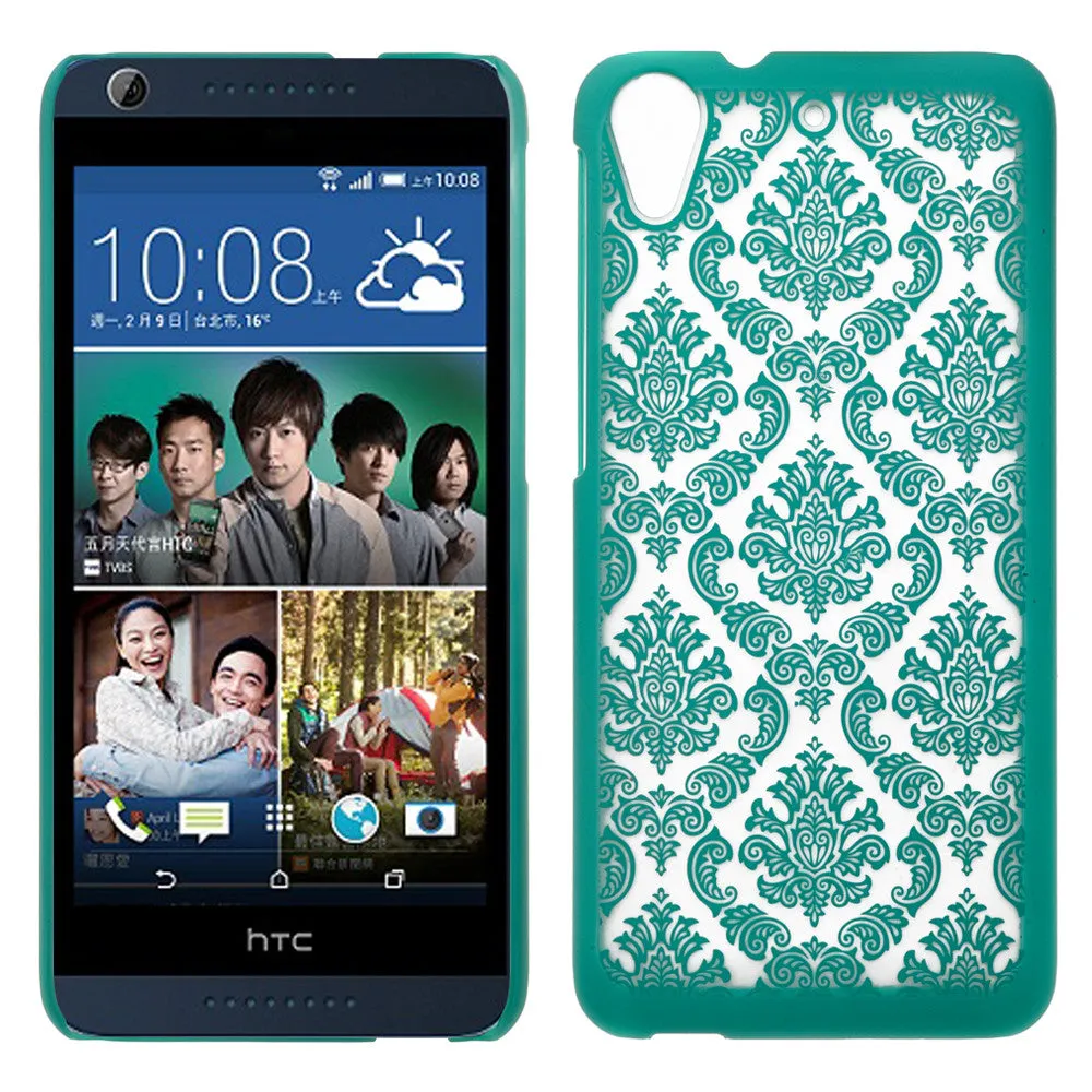 HTC Desire 626 Case, Ultra Slim Damask Vintage Hard Case Cover - Teal