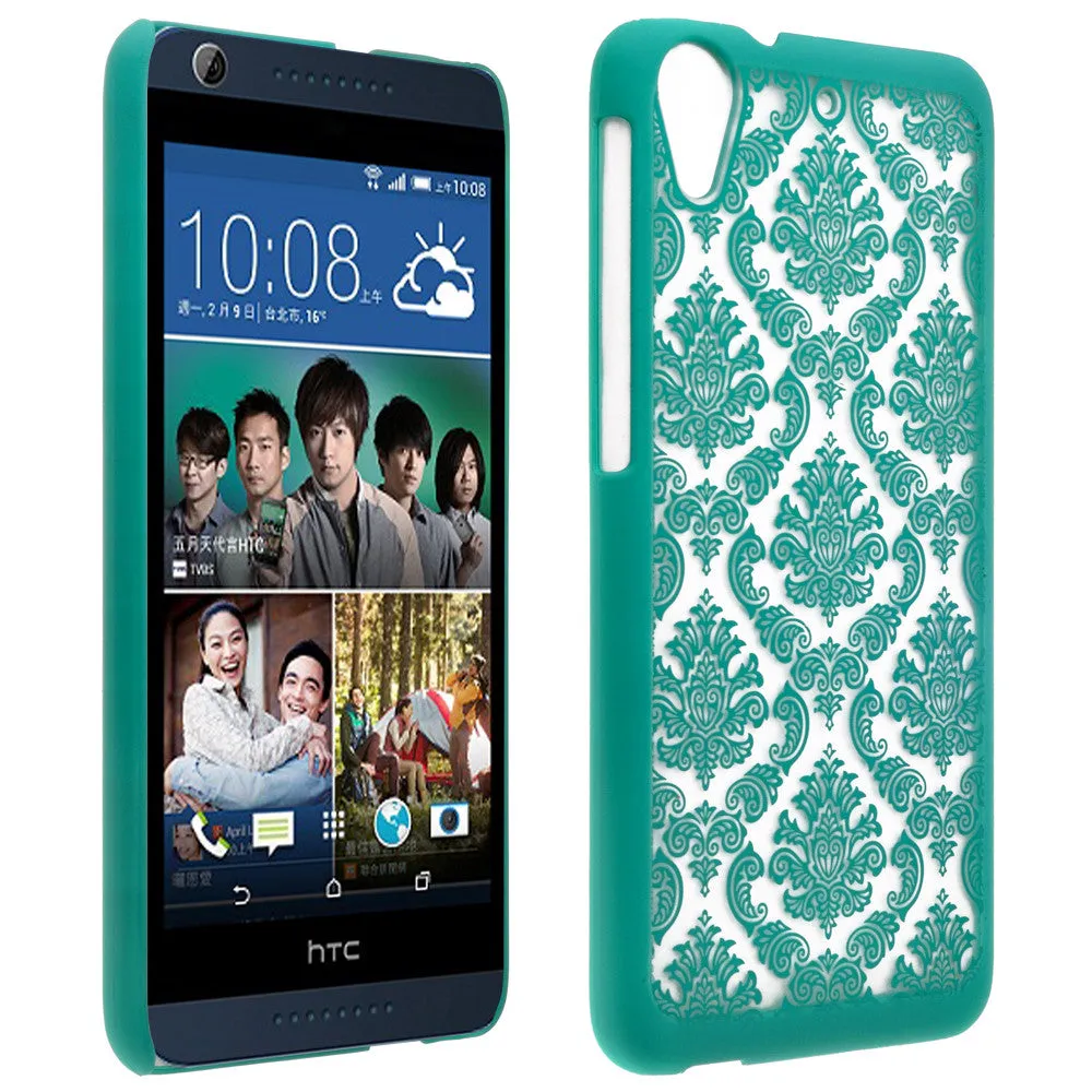 HTC Desire 626 Case, Ultra Slim Damask Vintage Hard Case Cover - Teal