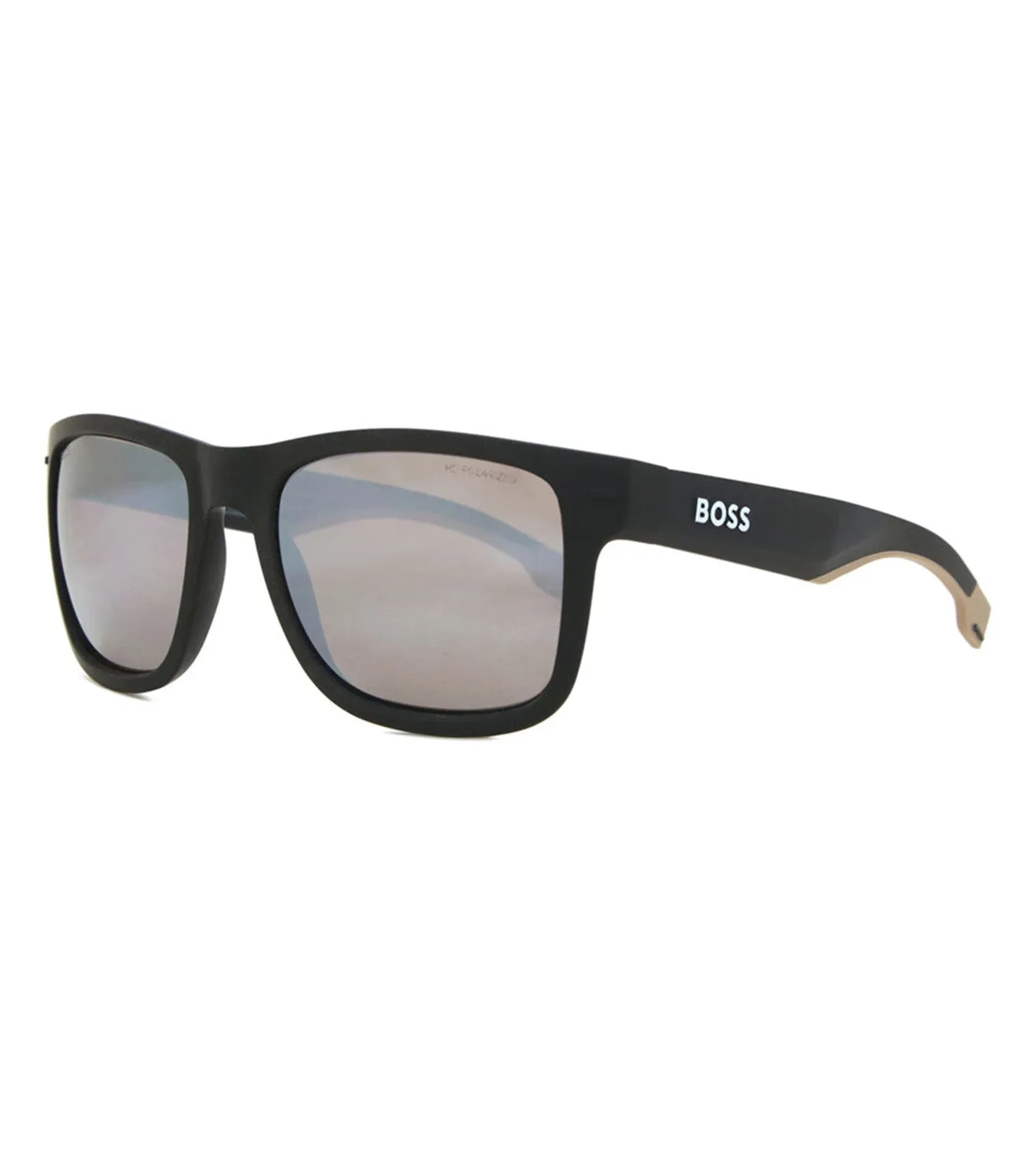 Hugo Boss Men's Dark Grey Mirror Polarized Square Sunglasses