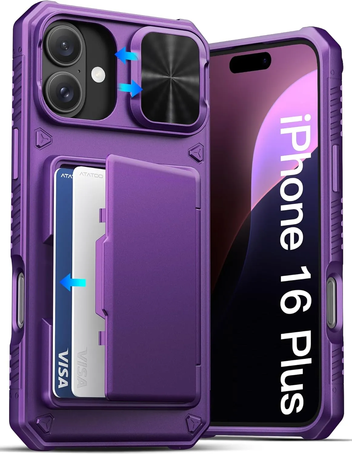 iPhone 16 Case Wallet with Card Holder Wallet Phone Case Dark Purple