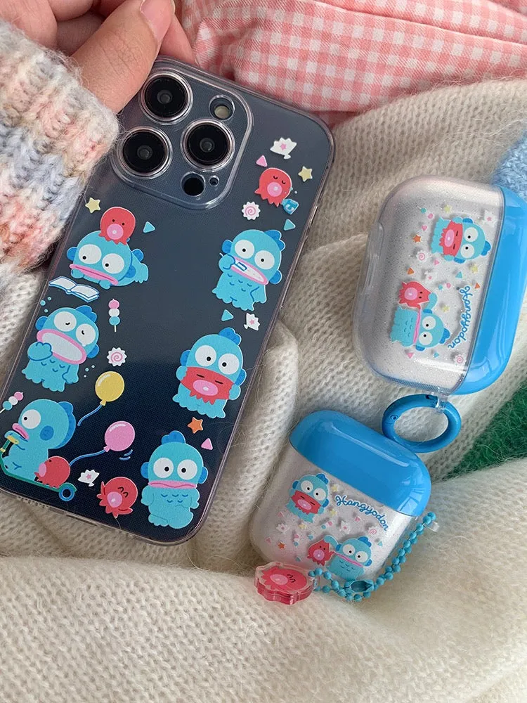 Japanese Cartoon Hangyodon with friends Soft Case iPhone Case XR XS X 11 12 13 14 15 Pro Promax Plus mini