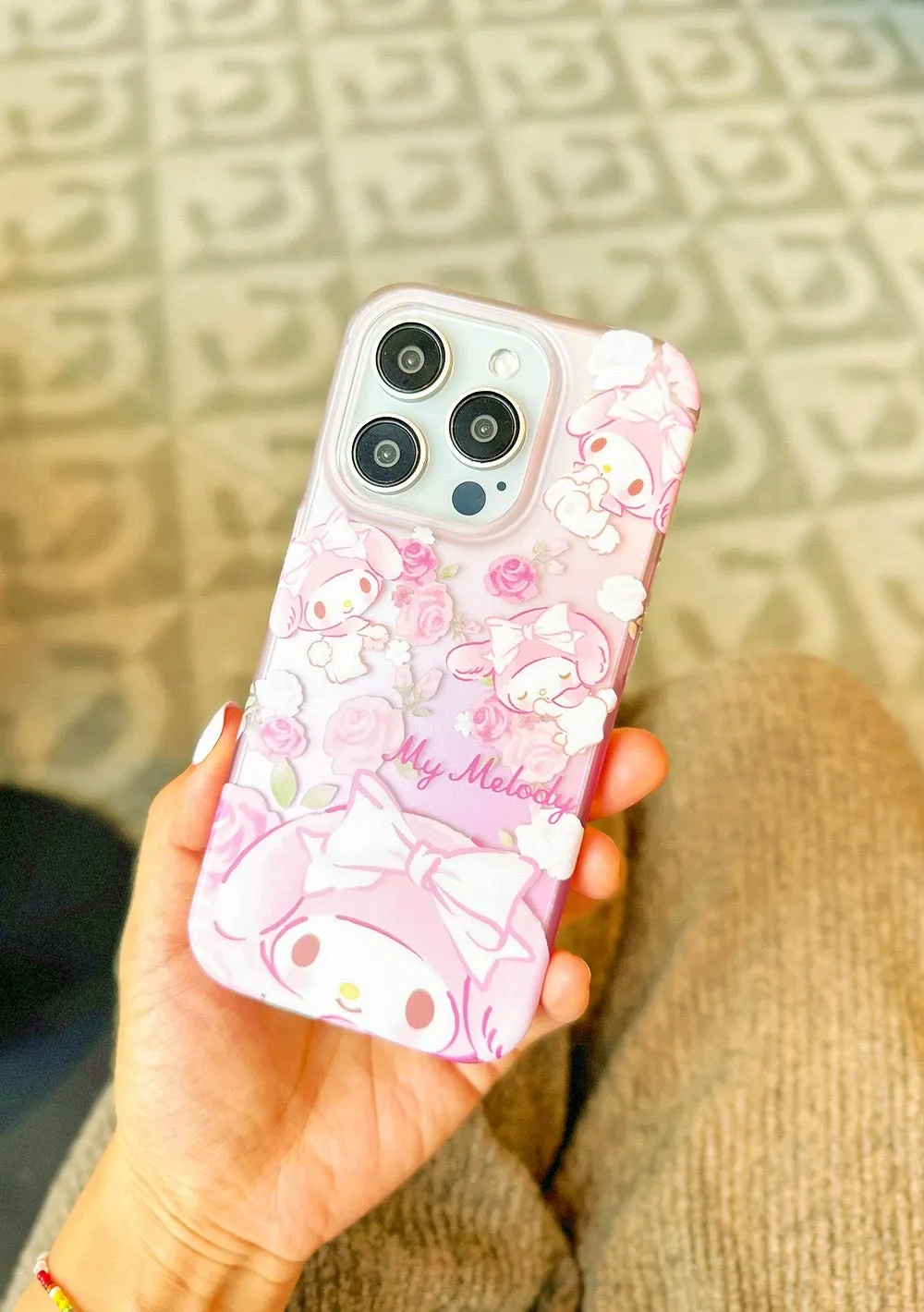 Japanese Cartoon Sanrio | Clean Romantic Rose Garden My Melody - iPhone Case 13 14 15 Pro Promax