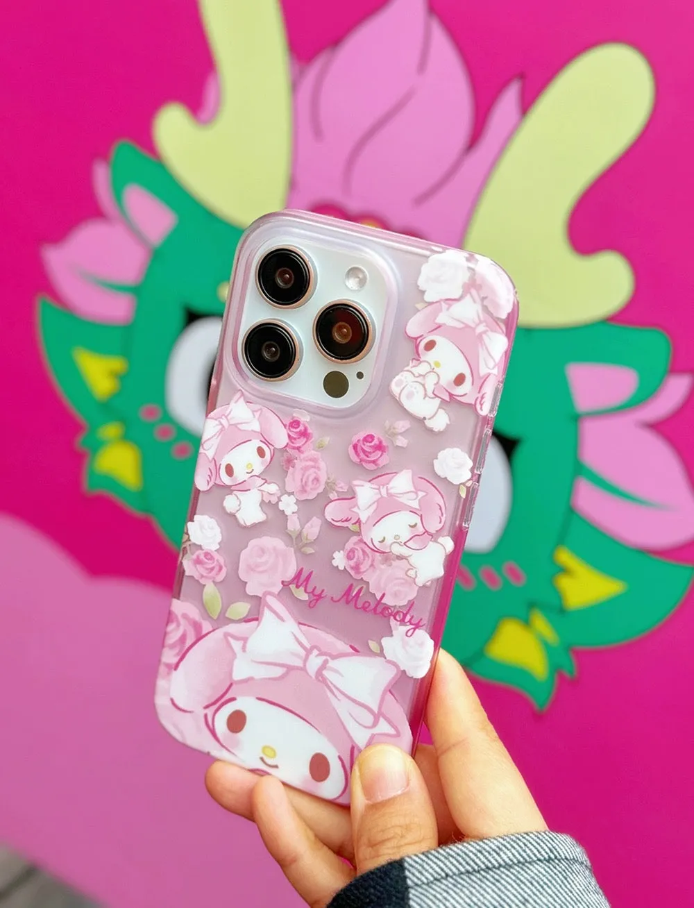 Japanese Cartoon Sanrio | Clean Romantic Rose Garden My Melody - iPhone Case 13 14 15 Pro Promax