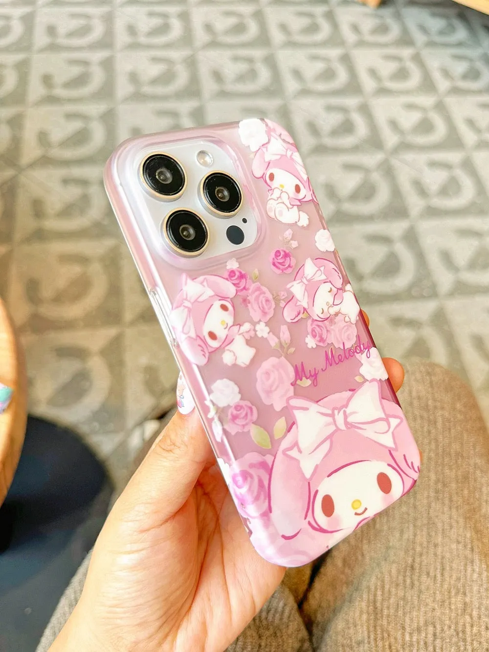 Japanese Cartoon Sanrio | Clean Romantic Rose Garden My Melody - iPhone Case 13 14 15 Pro Promax