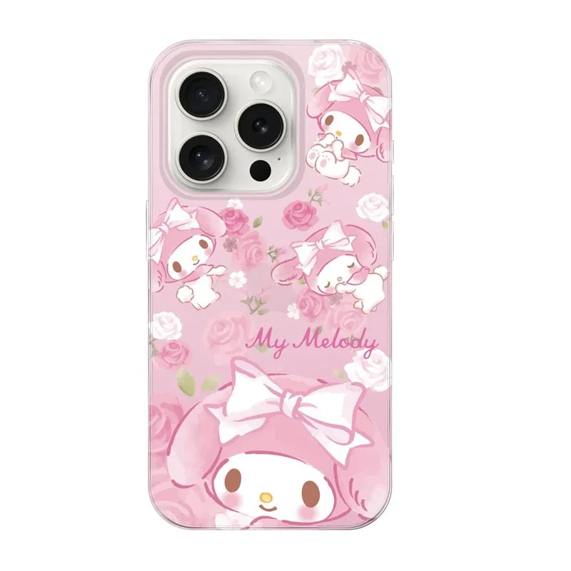 Japanese Cartoon Sanrio | Clean Romantic Rose Garden My Melody - iPhone Case 13 14 15 Pro Promax