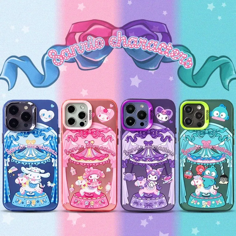 Japanese Cartoon Sanrio Merry Go Round | Cinnamoroll with Friends Laser Colour Clear - iPhone Case 11 12 13 14 15 16 Pro Promax