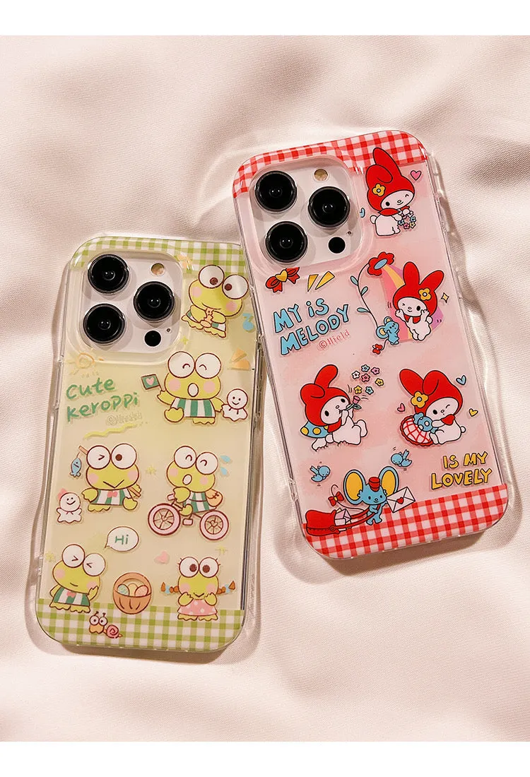 Japanese Cartoon Vintage Style | My Melody Keroppo iPhone Case 11 12 13 14 15 Pro Promax