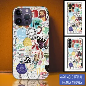 Jesus And Coffee Sticker Personalized Phone Case - Christian Phone Case - Bible Verse Phone Case