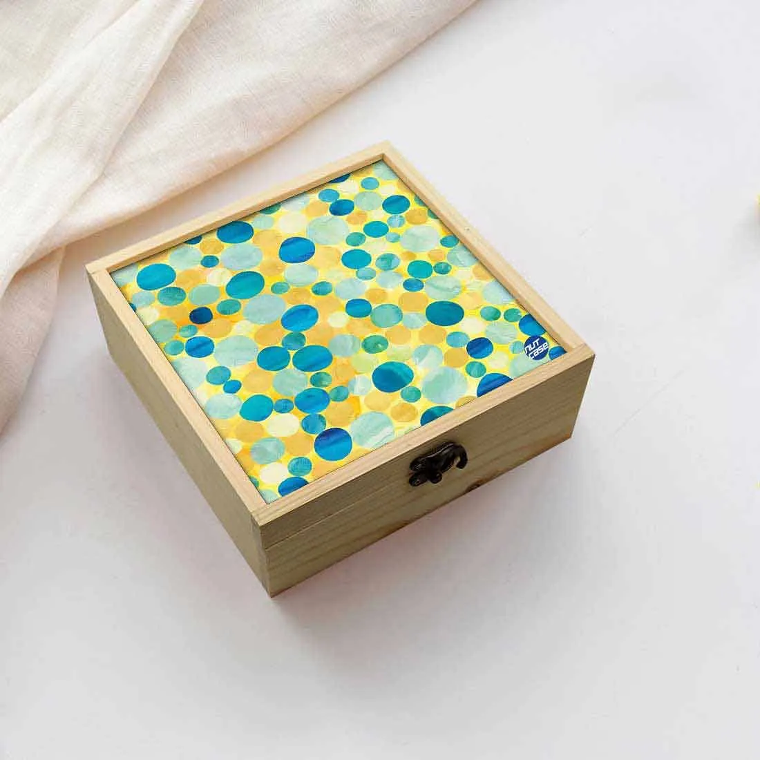 Jewellery Box Makepup Organizer -  Green Marble Dots