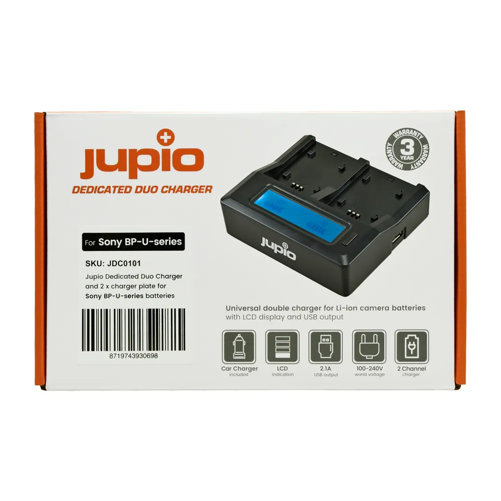 Jupio Dedicated Duo Charger with LCD for Sony BP-U Series Batteries