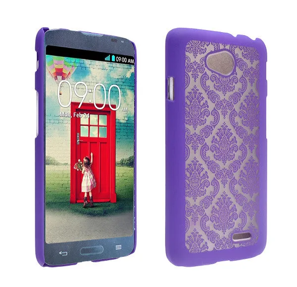 L70 | Optimus L70 | MS323 | D325 Case, Ultra Slim Damask Vintage Case Cover - Purple