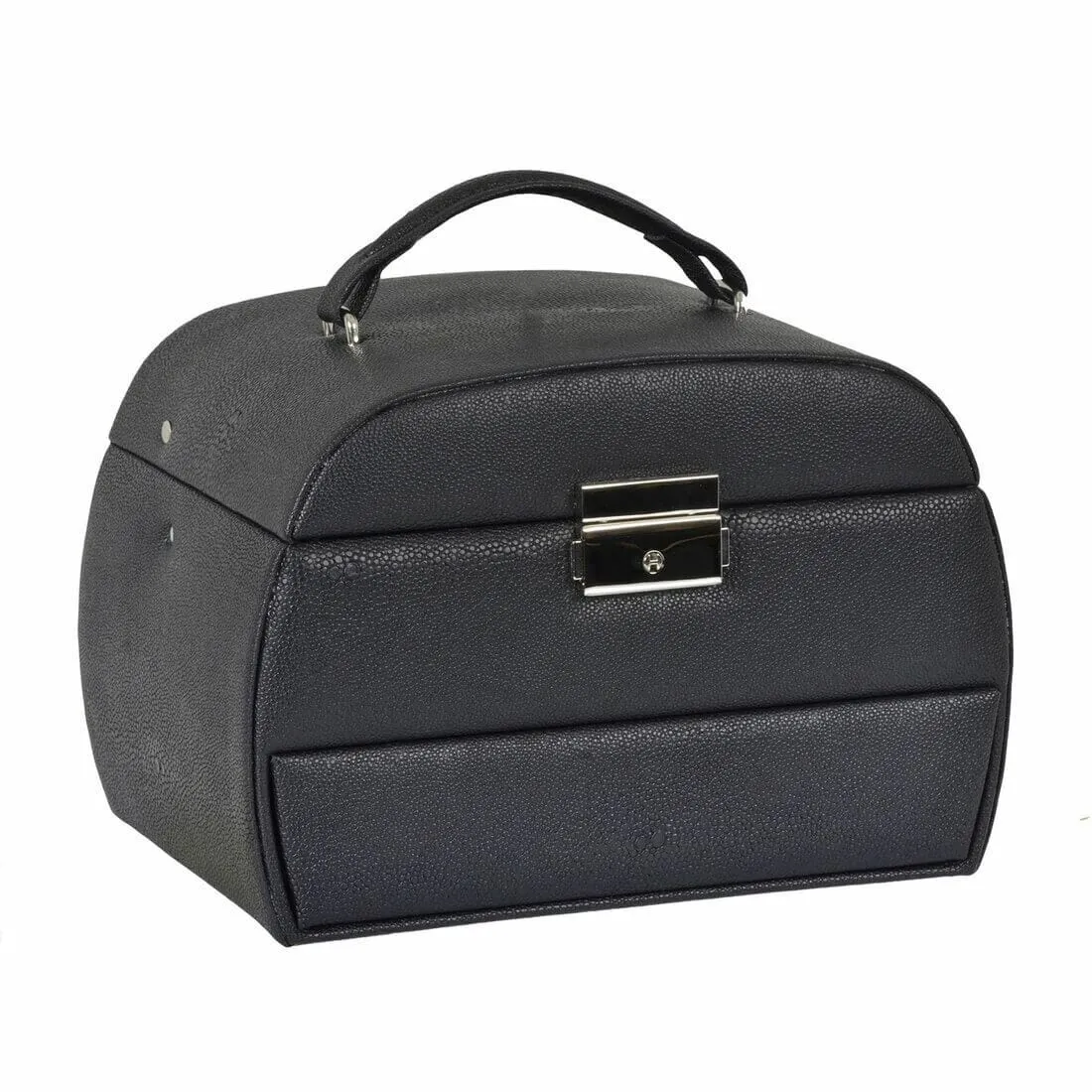 Large Lockable Jewellery Box With Faux Leather Travel Case