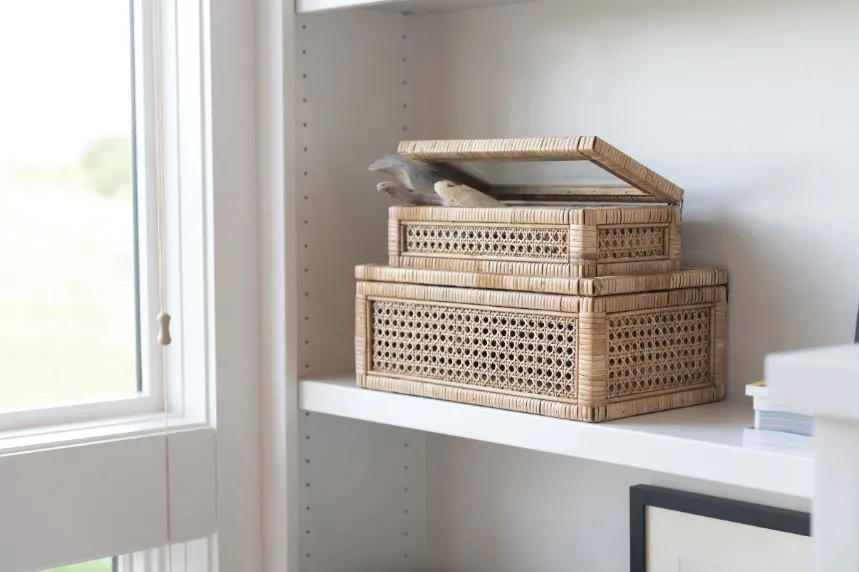 Large Woven Box With Glass Lid