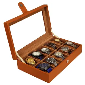 Leather World 10 Slots Elegant Watch Box With Viewing Window