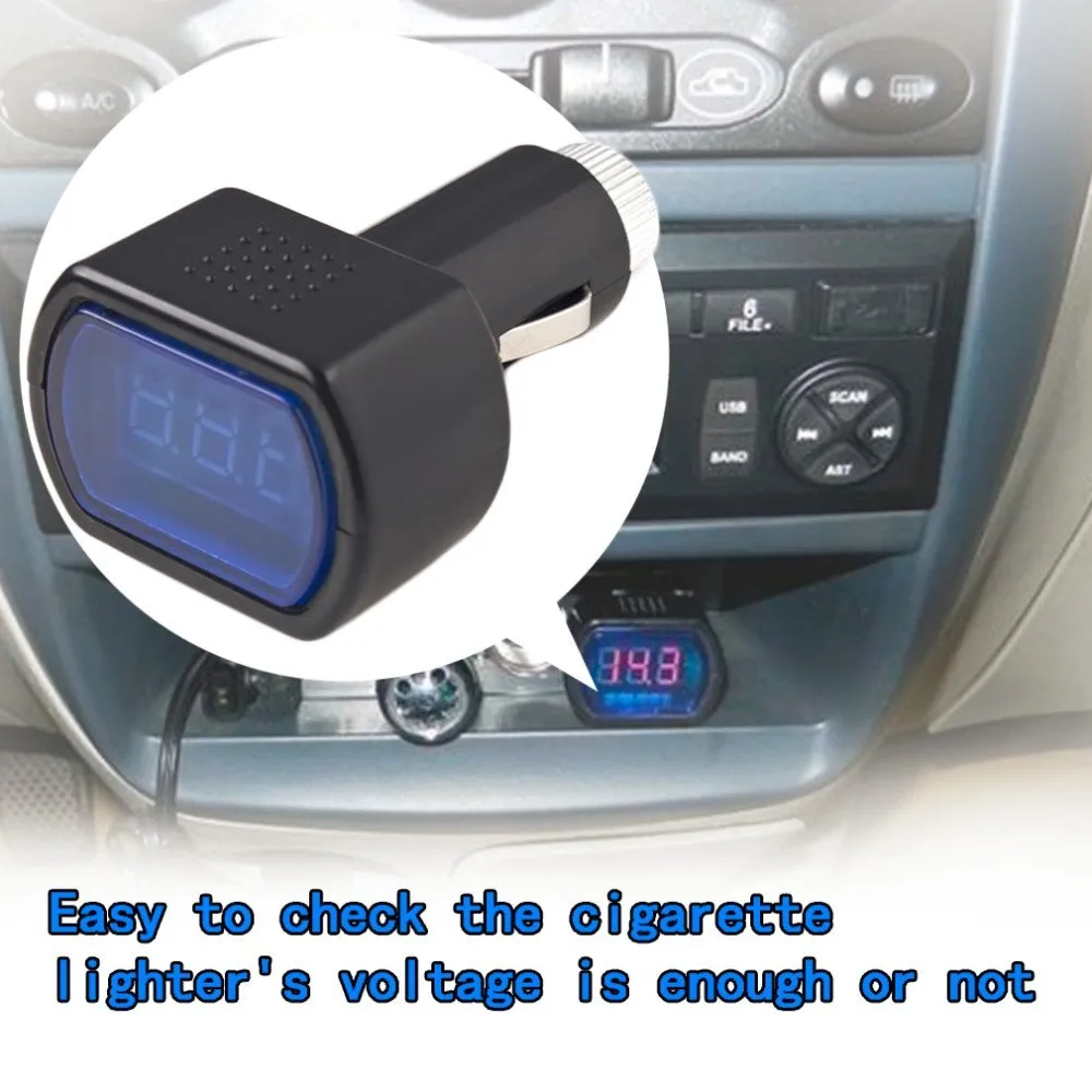 LED Digital Display Cigarette Lighter Electric Voltage Meter For Auto Car Vehicle Battery Monitor Voltmeter Black