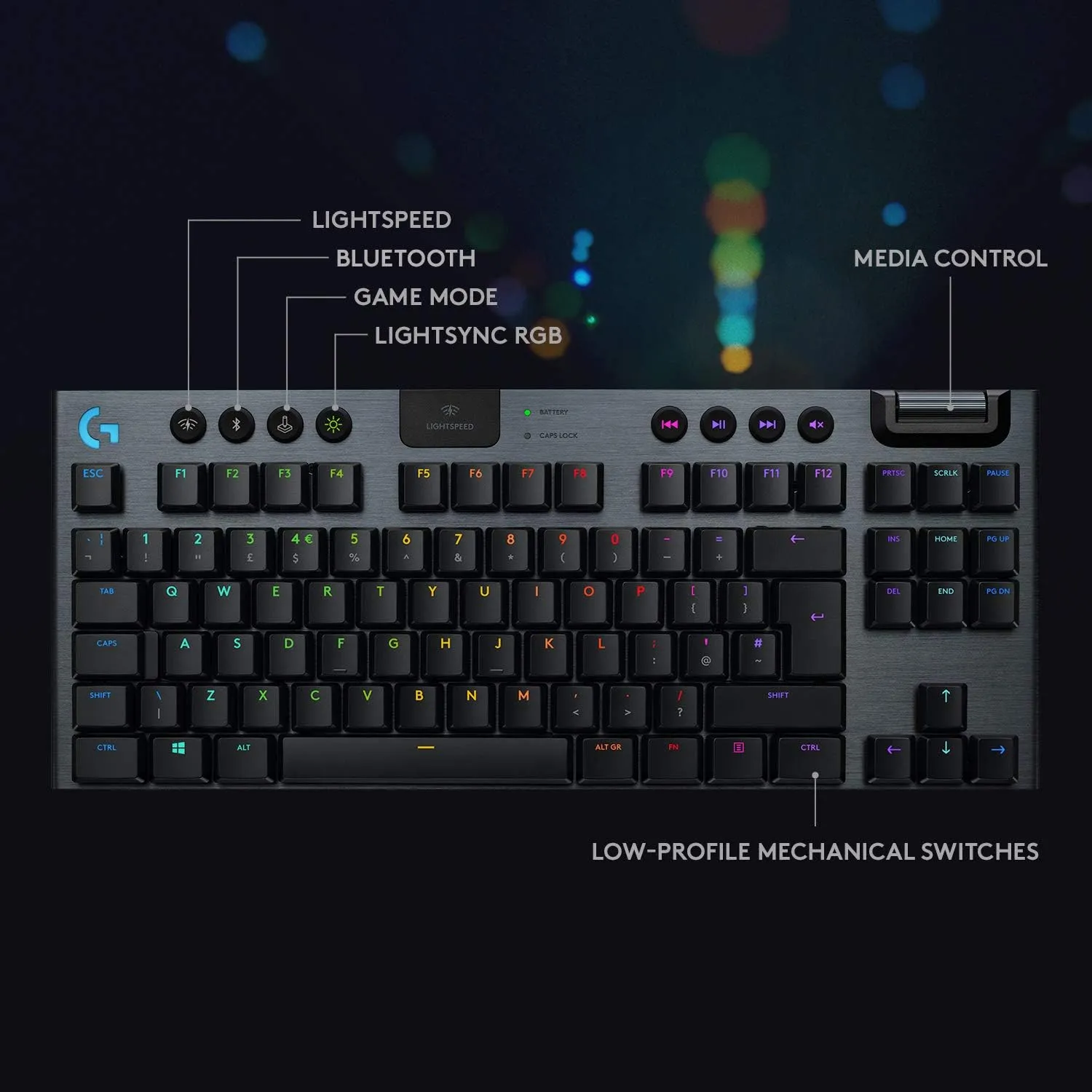 Logitech G915 X Lightspeed TKL 無線 RGB 機械電競鍵盤 - Charming Black 黑色 英文 觸感軸 920-012726 原裝行貨