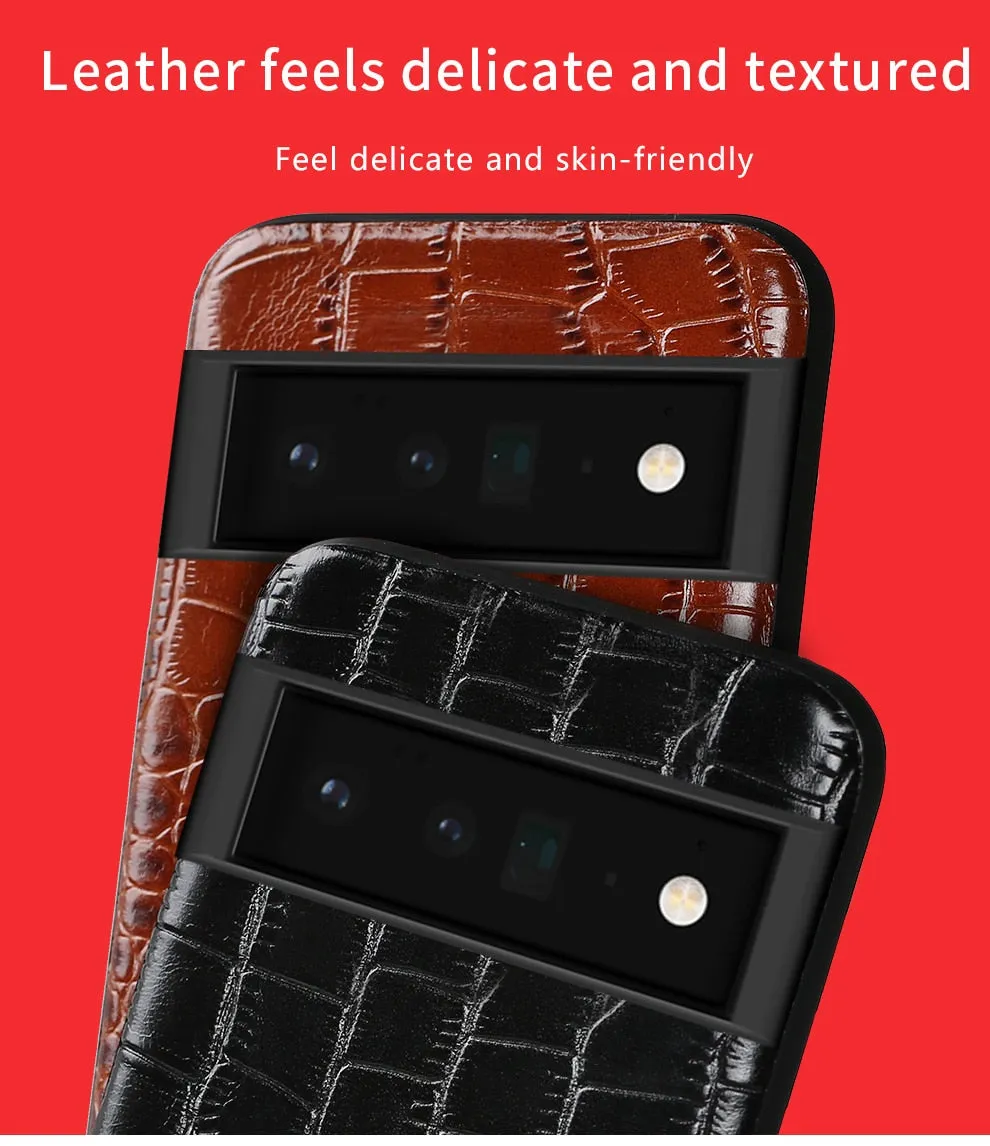 Luxury Genuine Cowhide Leather 360 Full Protective Phone Case For Google Pixel