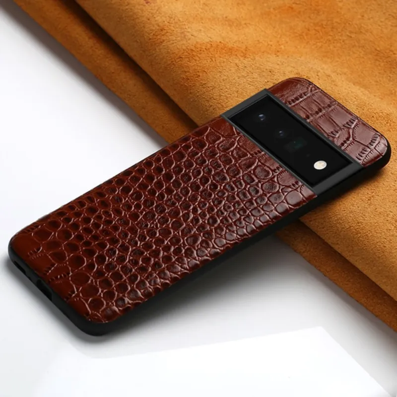 Luxury Genuine Cowhide Leather 360 Full Protective Phone Case For Google Pixel