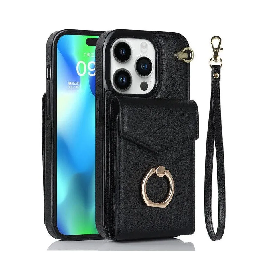 Luxury Mobile Phone Case with Credit Card Holder & Stand for iPhone X/XS - Black