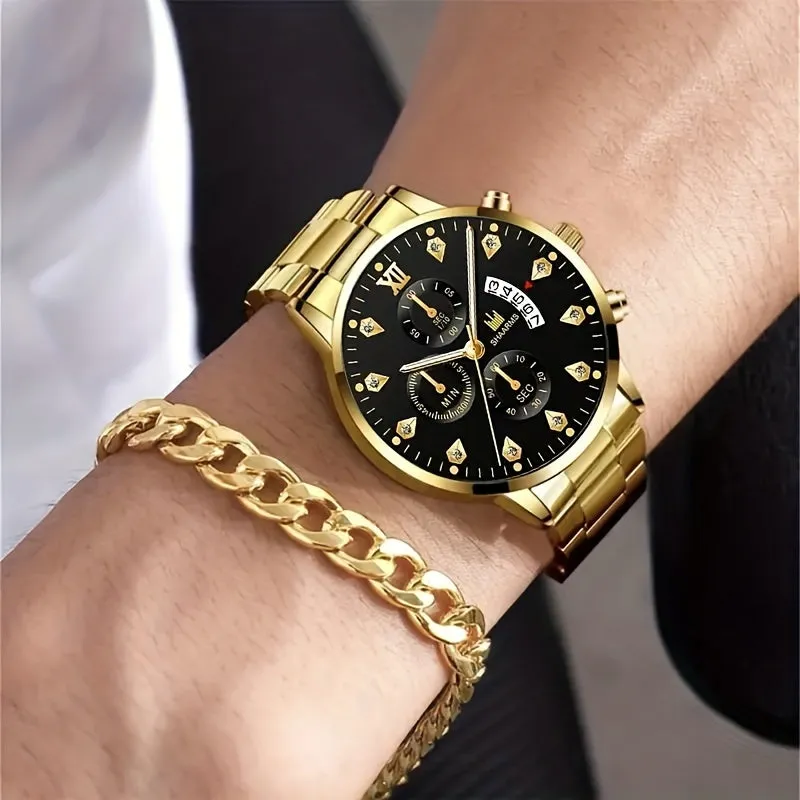 Luxury Rome Fashion Quartz Watch with Calendar  Bracelet