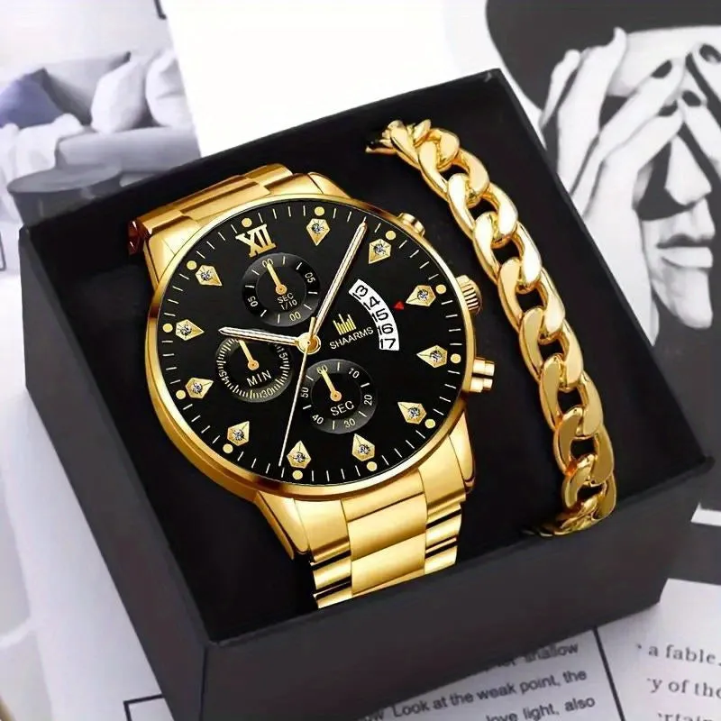 Luxury Rome Fashion Quartz Watch with Calendar  Bracelet