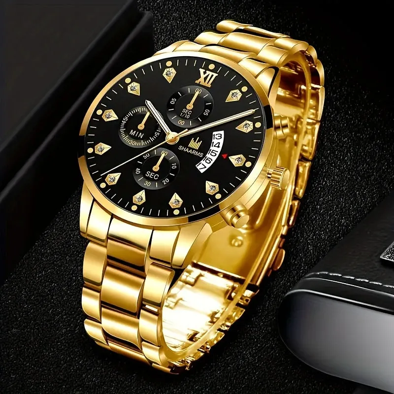 Luxury Rome Fashion Quartz Watch with Calendar  Bracelet