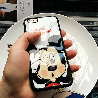 Luxury Soft Silicone mirror Case for iPhone 6 Cases 5s 5 SE 6s Plus for iphone 7 Case plus Cases Cute Minnie Mickey Cover 12