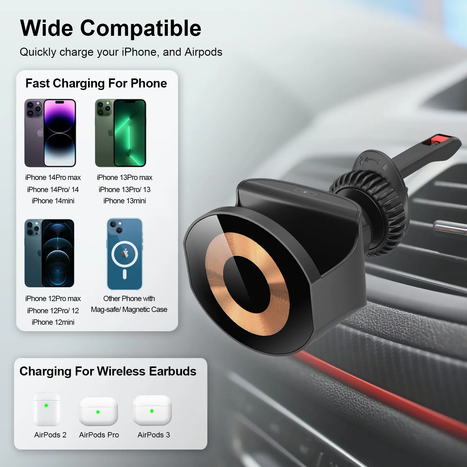 Magsafe Vent Mount Wireless Charging Car Mount